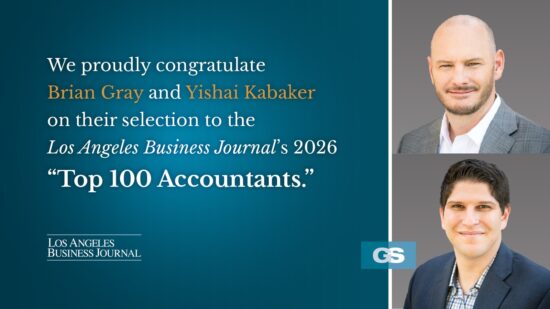 Brian Gray and Yishai Kabaker recognized as Top 100 Accountants by the Los Angeles Business Journal